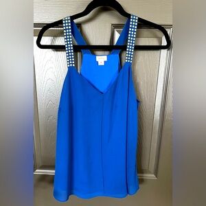 Pixley blue top with metal rivets